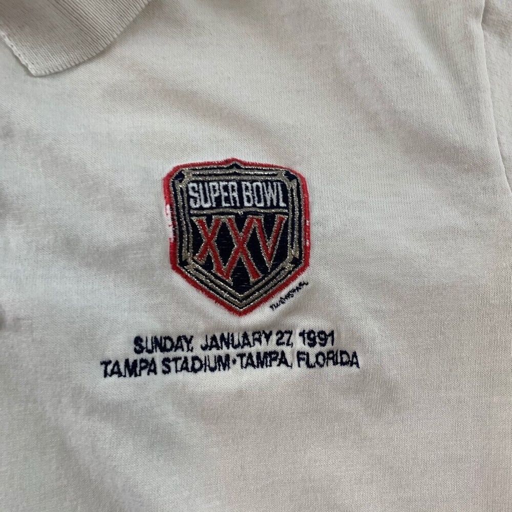Super Bowl‎ XXV Tampa Stadium Dolphin Cove Mens Polo Shirt White Short Sleeves M - Picture 2 of 8